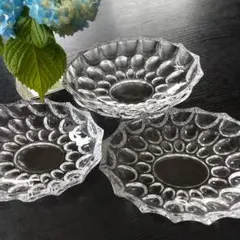 昭和レトロ 保谷クリスタルガラスサラダボウル３個セット