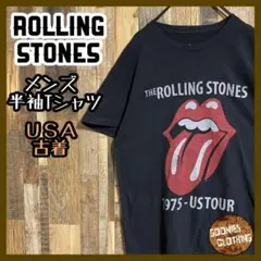 ローリングストーンズ メンズ 半袖 Tシャツ ロックT 黒 USA古着 90s