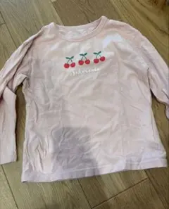 さくらんぼプリント 長袖カットソー ピンク120