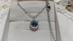 QVC スワロフスキー 使用 ブルーサファイア カラー ダンシング ネックレス