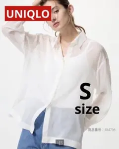 新品✨UNIQLO シアーシャツ 長袖 オフホワイト S ゆったりめのサムネイル