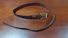 hiromichi nakano 編み込みレザーベルト 茶 本革