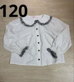 メゾピアノ　音符レースブラウス　120