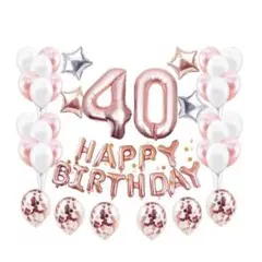 40歳誕生日 パーティーバルーン 風船のバナー 40 お祝い　ローズゴールド