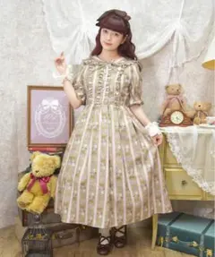 axes femme kawaii Rosy Bear柄ジャンスカ 茶 Mサイズ - メルカリ