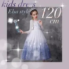 新品　120 アナ雪　エルサ風　ドレス　ワンピース　子供服　プリンセス　コスプレ