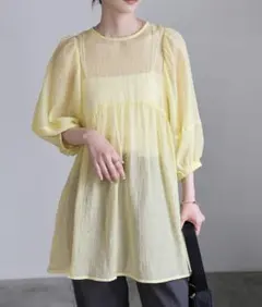 select MOCA ボリュームスリーブシアーチュニック