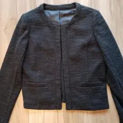 ノーカラージャケット L ネイビー 丸井