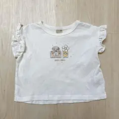petit main 半袖Tシャツ リボン フリル袖 女の子 90cm