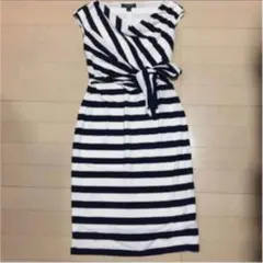 LAUREN RALPH LAUREN DRESS 0 白紺ネイビー ストライプ