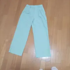 ミントグリーン ハイウエスト ワイドパンツ 36