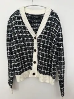 ツイード編みVネックカーディガン[kn107a]