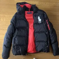 美品Polo Ralph Lauren フード付きダウンジャケット XS 黒/赤