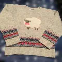 familiar 羊刺繍トレーナー 100cm グレー