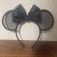 ディズニー　ミニー　レース　カチューシャ　黒　ディズニーランド　ディズニーシー