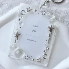 トレカケースデコ キーホルダー レジン 硬質ケース Y2K 韓国 シルバー