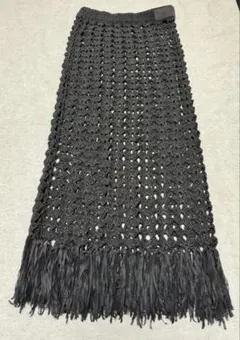 【Lily Brown】ニットロングスカート フリンジ付き