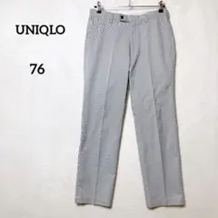 ユニクロ ストライプ スマートスリムストレートパンツ『76』アンクル丈
