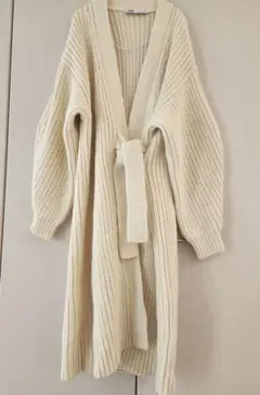 ZARA　厚手ロングニットコート　M　ロングニットアウター