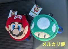 【新品】スーパーマリオ マリオ 1UPキノコ カラビナ付きポーチ 2個セット