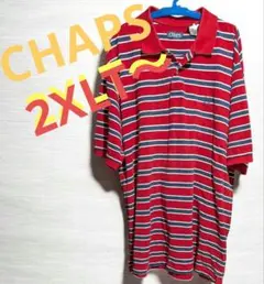 CHAPS ポロシャツ 2XLT ボーダー レッド ネイビー　ビッグサイズ（わ）のサムネイル