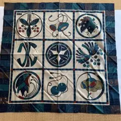 《*a様 多包布　風呂敷　多様な模様 青緑赤119cm×119cm