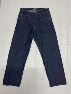 WYM ダークブルー ストレートデニムパンツ