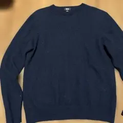 ユニクロ UNIQLO ニット カシミア100%セーター M 濃紺 ネイビー美品
