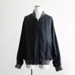 1990s OLD Pure Silk Black Bomber Jacketのサムネイル
