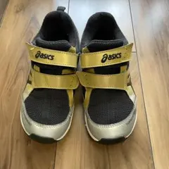 【美品】ASICS アシックス スニーカー 19.5cm ゴールド/ブラック