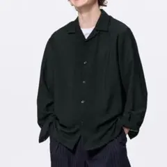 テクスチャーオープンカラーシャツ