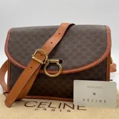 未使用に近い　CELINE Cマカダム ハンドバッグ アイボリー ブラウン 美品 セリーヌ Cマカダム柄 キャンバス レザー ゴールド金具