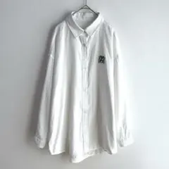 4878 Helm ワンポイント刺繍オーバーサイズシャツ　長袖　白　Ｍ　ホワイト