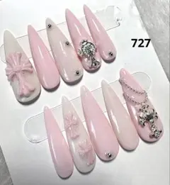727現品ネイルチップ　ちゅるん十字架 ギャルシズニルック ロングネイル推し地雷