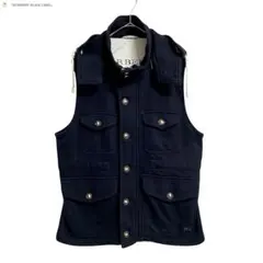 『BURBERRY BLACK LABEL』 騎士ロゴ フード付き ベスト M