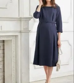 美品✨️ANGELIEBE フォーマル マタニティ ワンピース ネイビー 授乳服のサムネイル