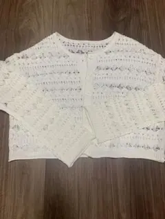 【美品】ＧＵホワイト レース編み カーディガン Sサイズ