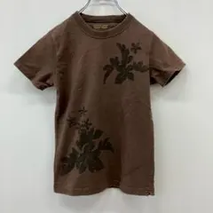 【a1732】サニークラウズ 半袖Tシャツ ブラウン 花柄プリント Mのサムネイル