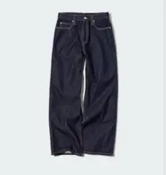 バギージーンズ　ネイビー　ユニクロ　ワイドパンツ デニム　ユニクロ　男女兼用