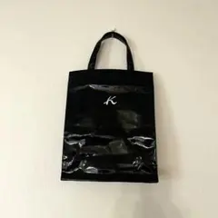 【未使用】キタムラ トートバッグ エナメル　ビニール　ネイビー　A4収納可