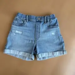 ユニクロ　デニム　ショートパンツ 130 ライトブルー ダメージ加工