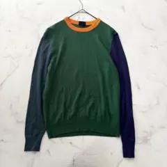 ✨美品✨ポールスミス緑　ウールセーター　ロゴ入り　M