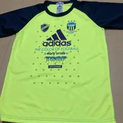 adidas Tシャツ L 蛍光イエロー/ネイビー　160