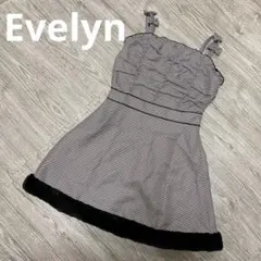 (A)Evelyn 千鳥柄 ワンピース フレア ブラック