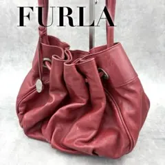 FURLA フルラ レザー 巾着 ショルダーバッグ 赤 ボルドー