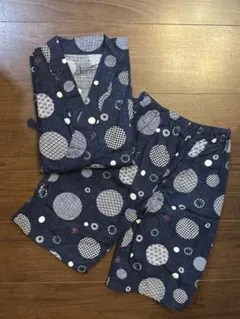 甚平 140cm 紺色 円模様　和柄　浴衣