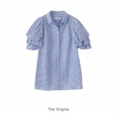 The Virgnia 袖ボリュームブラウス ストライプ　フリル袖