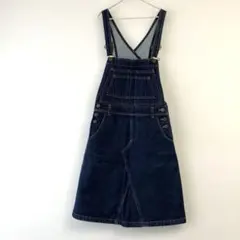 90s【ダークブルー デニムサロペット】クロスストラップ　オーバーオール櫻屋商事