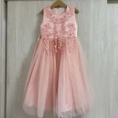 ピンクの花柄刺繍ドレス 120cm