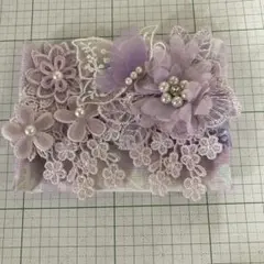 ハンドメイド 刺繍レース装飾ティッシュケース パープル